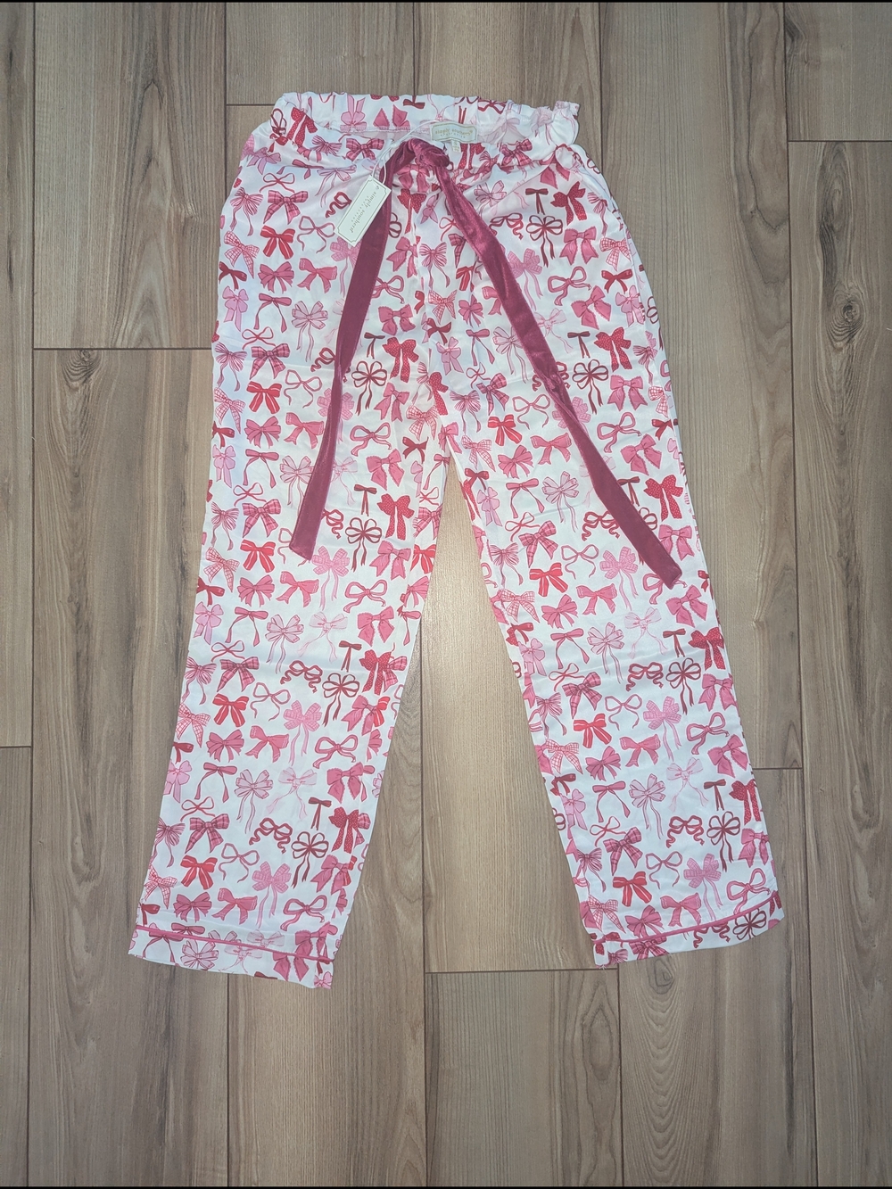 Simply Southern White Lounge Pants with Pink Bow Print